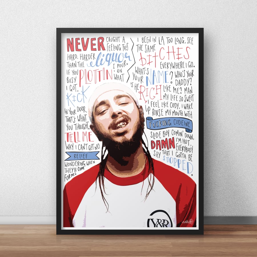 Post Malone INSPIRED Poster, Print with Quotes, Lyrics, Rapper