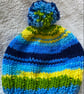 Blue eyed baby hat, hand-knitted - Image 1
