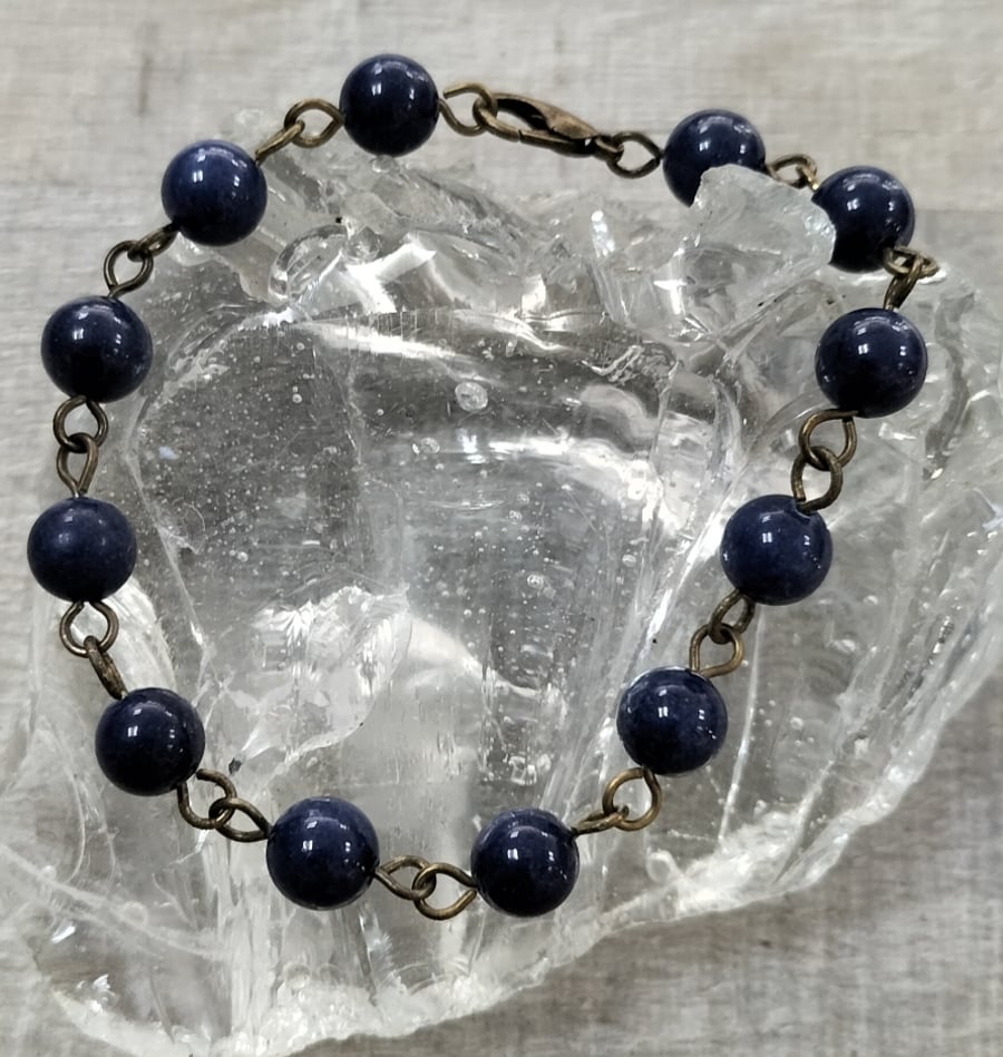 HB3 Blue beaded bracelet, blue