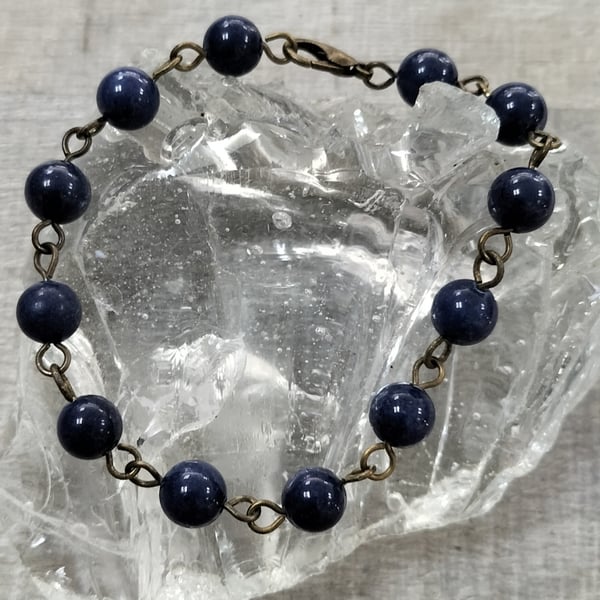 HB3 Blue beaded bracelet, blue