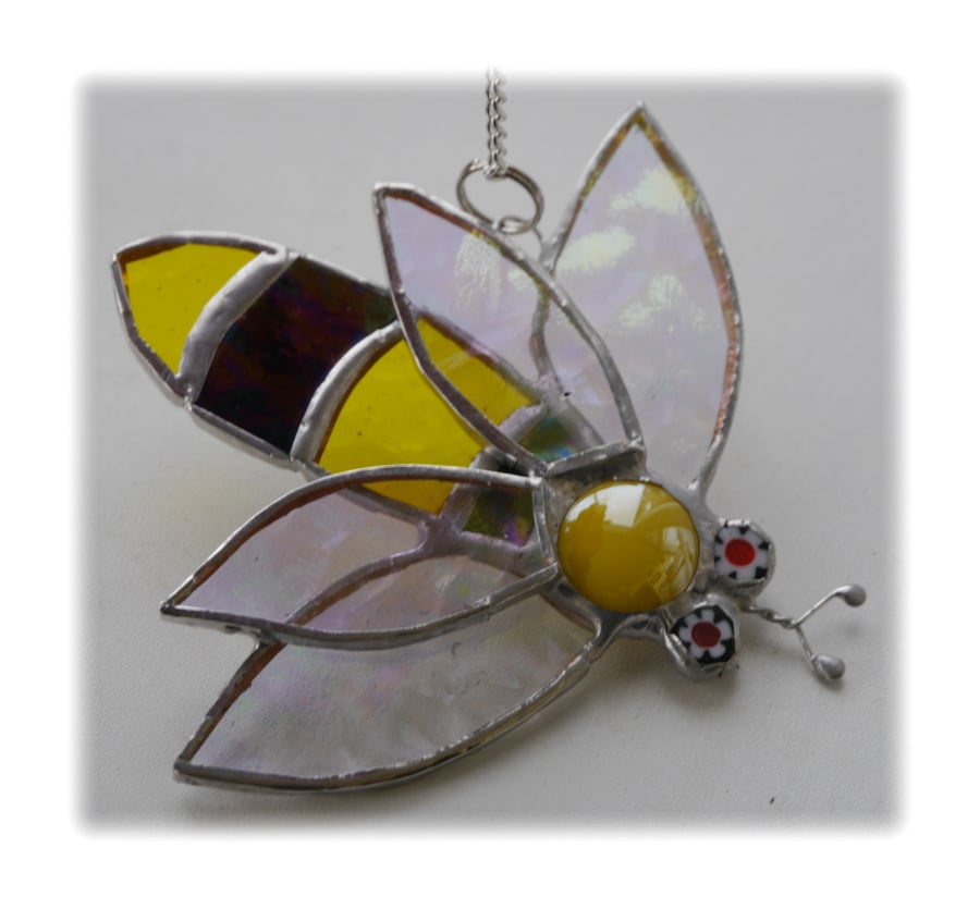  Bee Suncatcher Stained Glass Bumble Queen 020