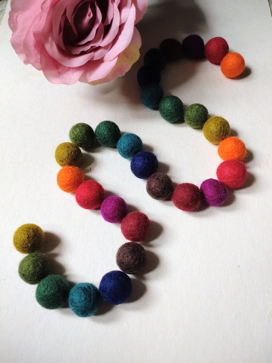 Felt Ball Garland, Autumn Shades, Halloween Decor, Christmas Gift