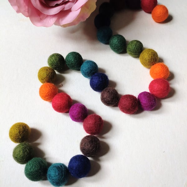 Felt Ball Garland, Autumn Shades, Halloween Decor, Christmas Gift