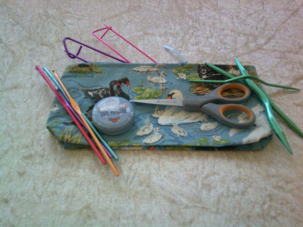 Pencil Case with Black and White Swans