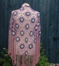 Crochet triangular shawl in sparkly gold, purple & baby pink - design LF433 - Image 4