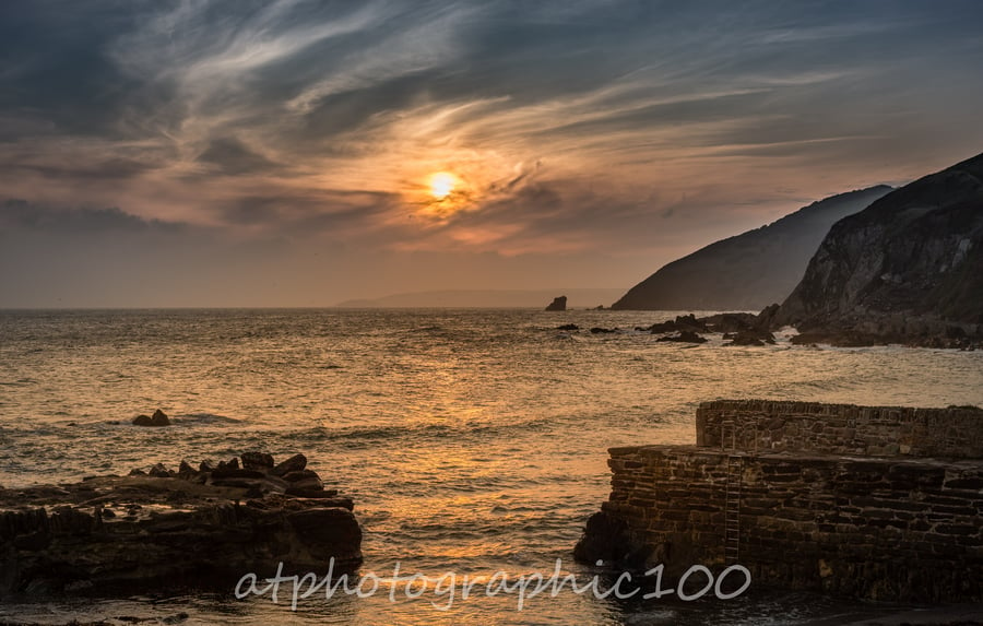 Photograph - Sunset at Portwrinkle Harbour - Limited Edition Signed Print