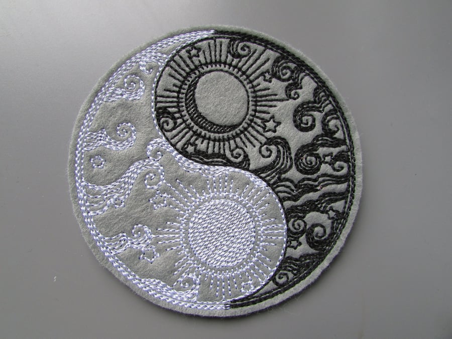 Yin Yang Embroidered Sew on Applique Patch