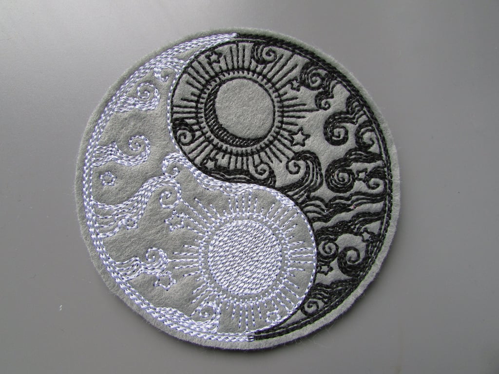 Yin Yang Embroidered Sew on Applique Patch
