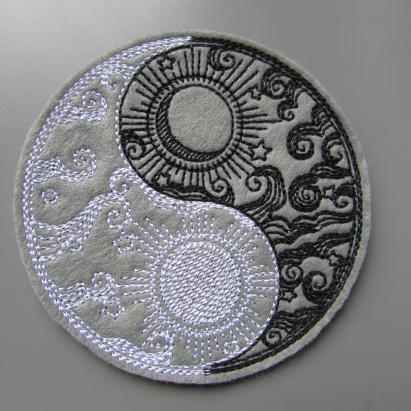 Yin Yang Embroidered Sew on Applique Patch