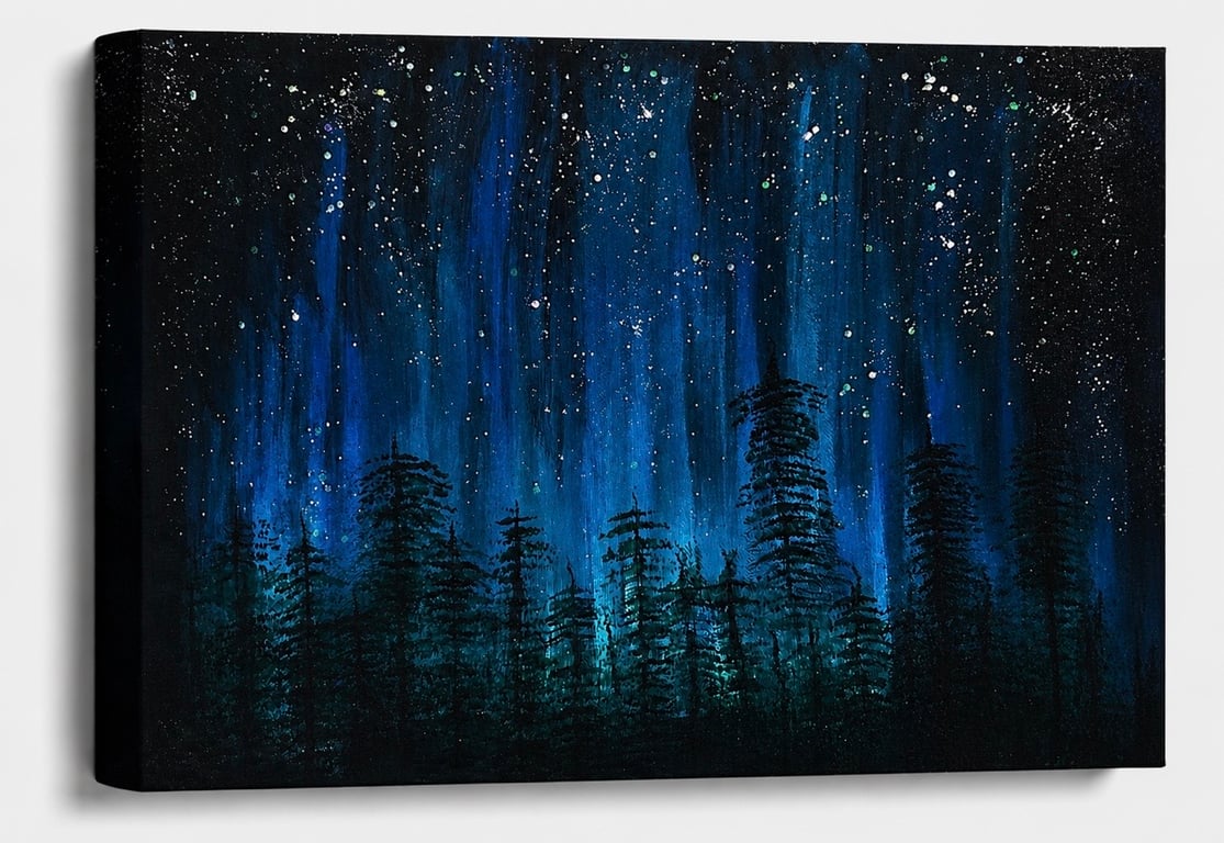 Large box canvas blue Aurora Lights landscape Northern Lights Aurora Borealis