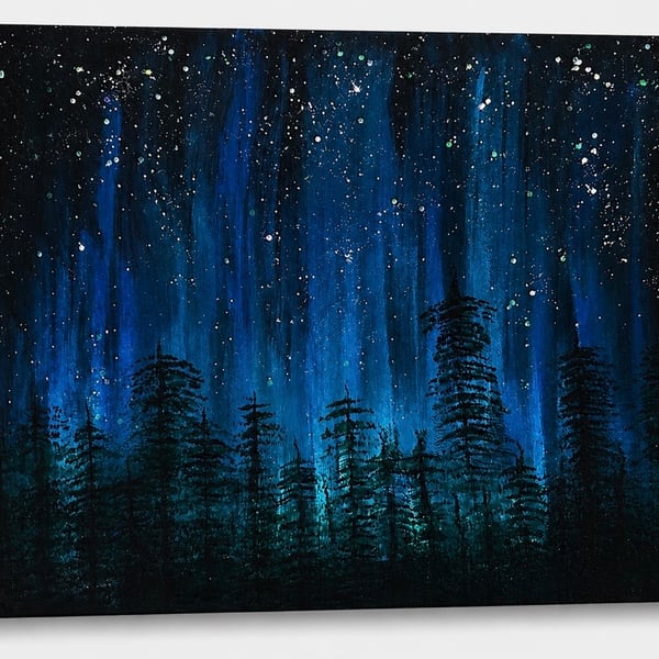 Large box canvas blue Aurora Lights landscape Northern Lights Aurora Borealis