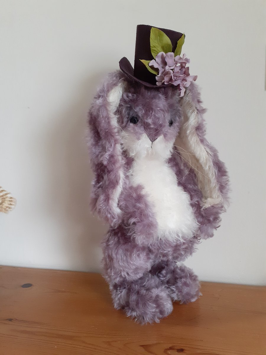 "SOLD AMETHYST ",artist Teddy rabbit character ooak,collectable mohair 