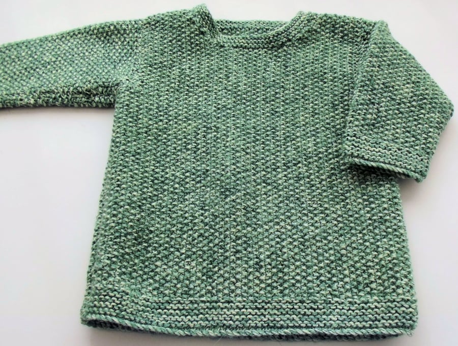 Babies Handknitted Jumper, Shaded Green, 6 to 12 months, hm154