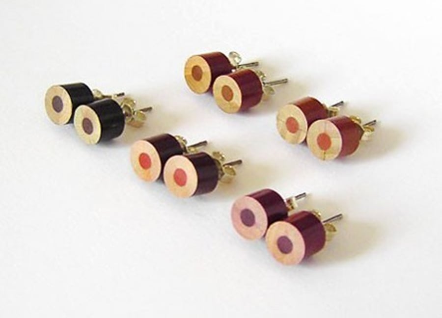 colour pencil ear studs, the brown collection