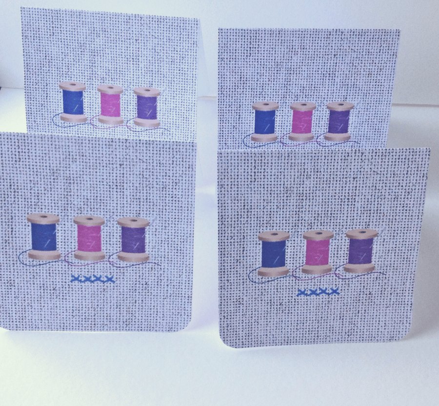 Set of Four Notecards,'Bobbins Bright,Blank Notecards with Envelopes