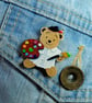 Artist Pin, Handmade Art Student Gift, Artist Bear Brooch, Painting Badge Gift - Image 3