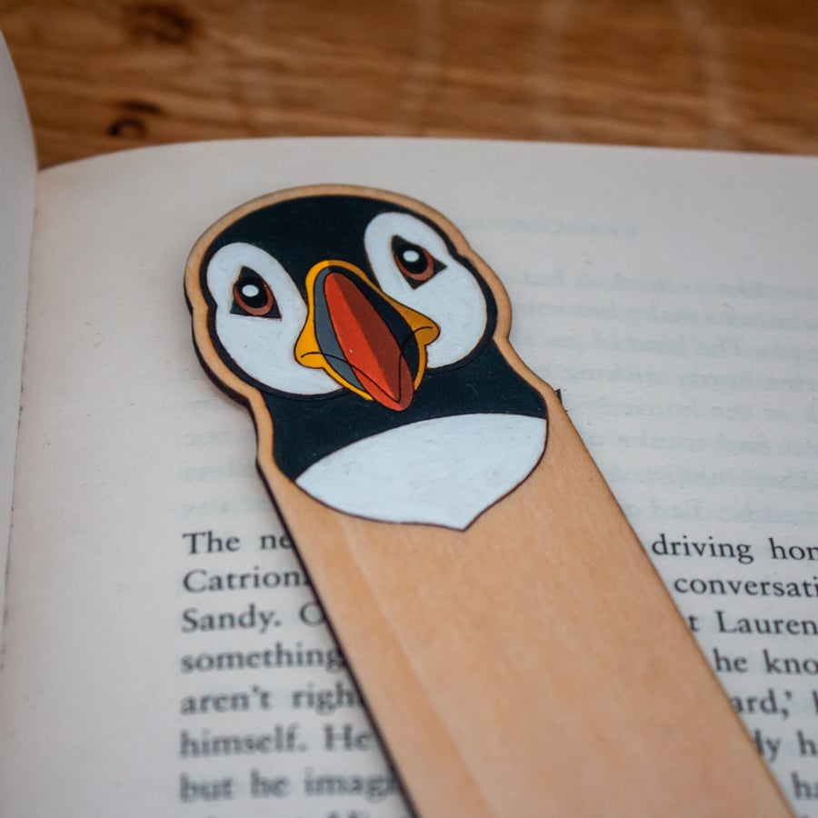 Puffin Bookmark – Hand painted Laser Cut Plywood