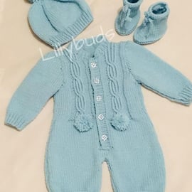 Knitting Pattern for Shannon Baby Romper, All in One, Sleep suit, Onesie