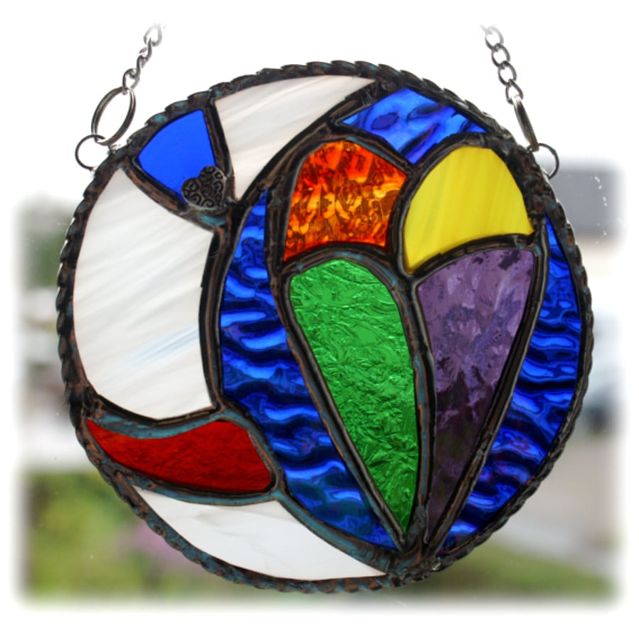 SOLD Love you to the Moon and Back Stained Glass Suncatcher Rainbow 