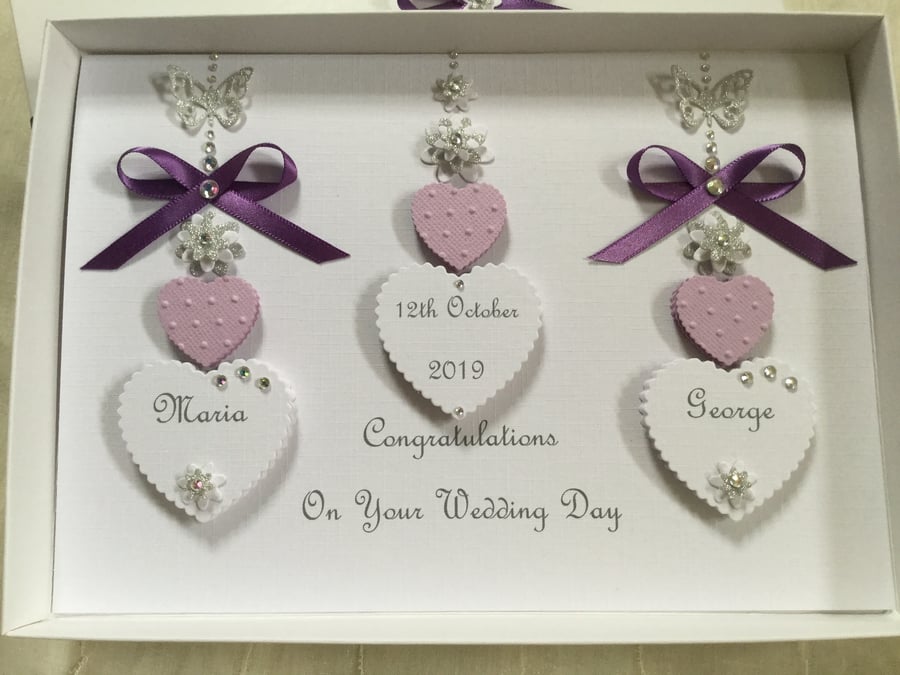 Personalised Handmade Wedding Card Gift Boxed Keepsake Engagement Anniversary