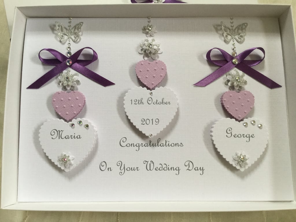 Personalised Handmade Wedding Card Gift Boxed Keepsake Engagement Anniversary
