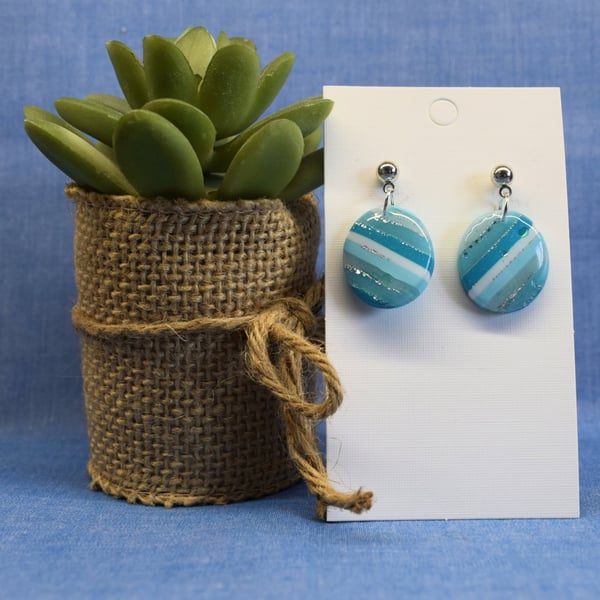 Striped Oval Earrings