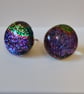 Large sparkly fused glass stud earrings - Image 2