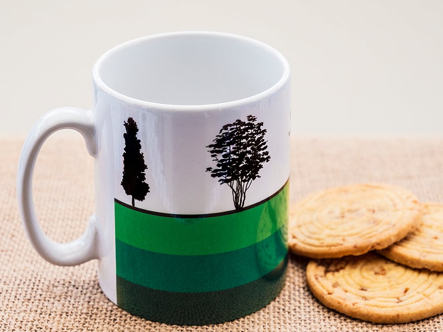Trees Silhouette Coffee Mug Gift for Nature Countryside Tree Lover Hugger Woods