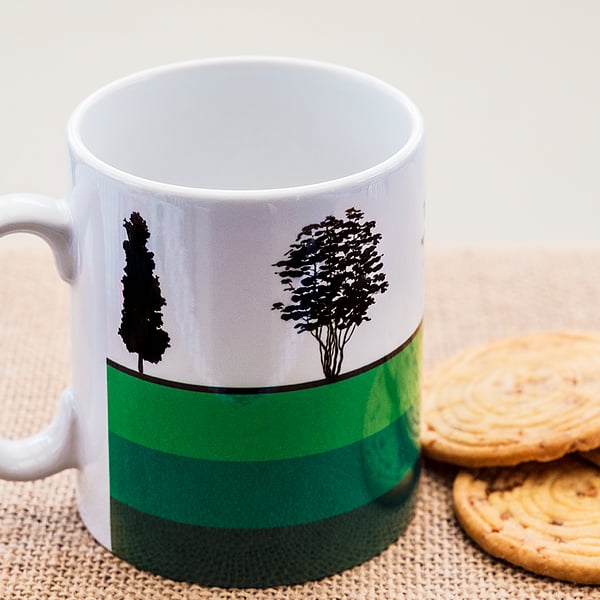 Trees Silhouette Coffee Mug Gift for Nature Countryside Tree Lover Hugger Woods