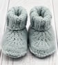 Hand Knitted Baby Booties Newborn Baby -  Pastel Blue - Image 2