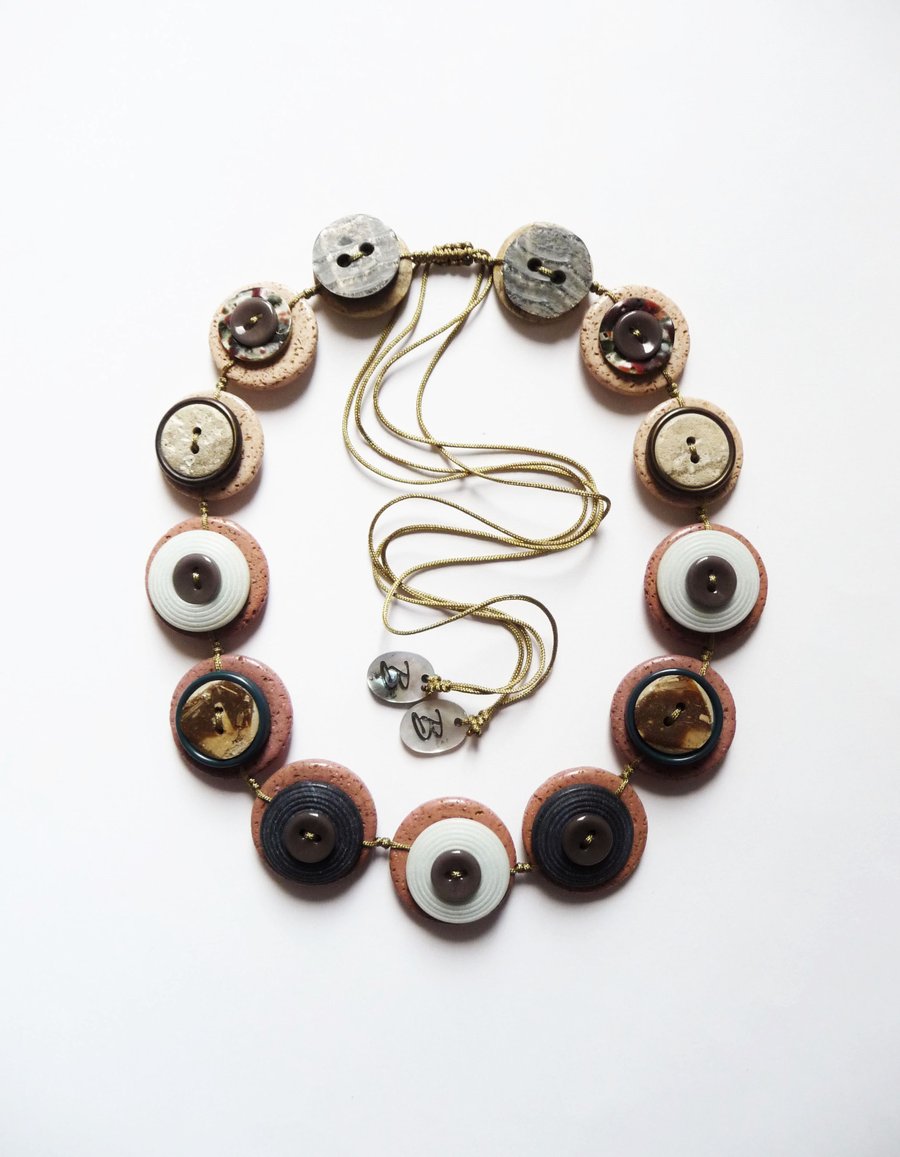 ON SALE - Beside The Seaside - Vintage Buttons Handmade Necklace