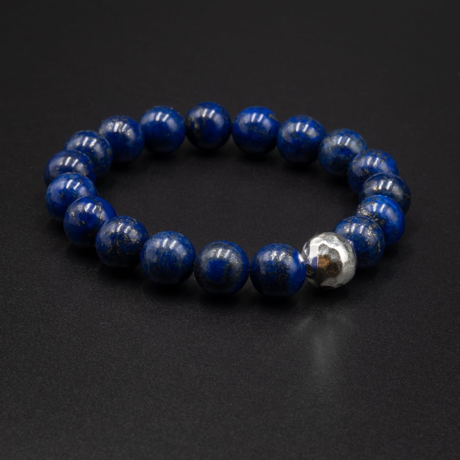 Lapis Lazuli Karen Hill tribe silver gemstone bracelet Sagittarius gift