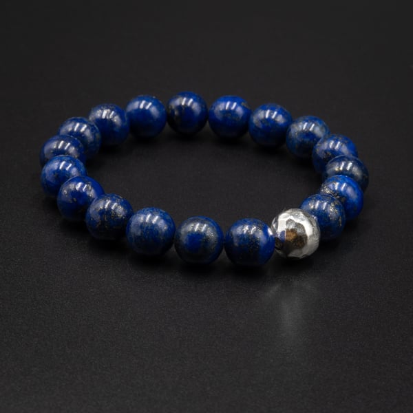 Lapis Lazuli Karen Hill tribe silver gemstone bracelet Sagittarius gift
