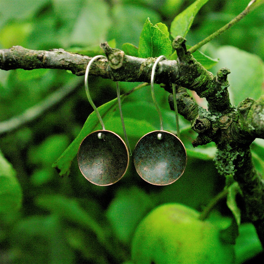  Blue-green Copper Dome Dangle  Earrings