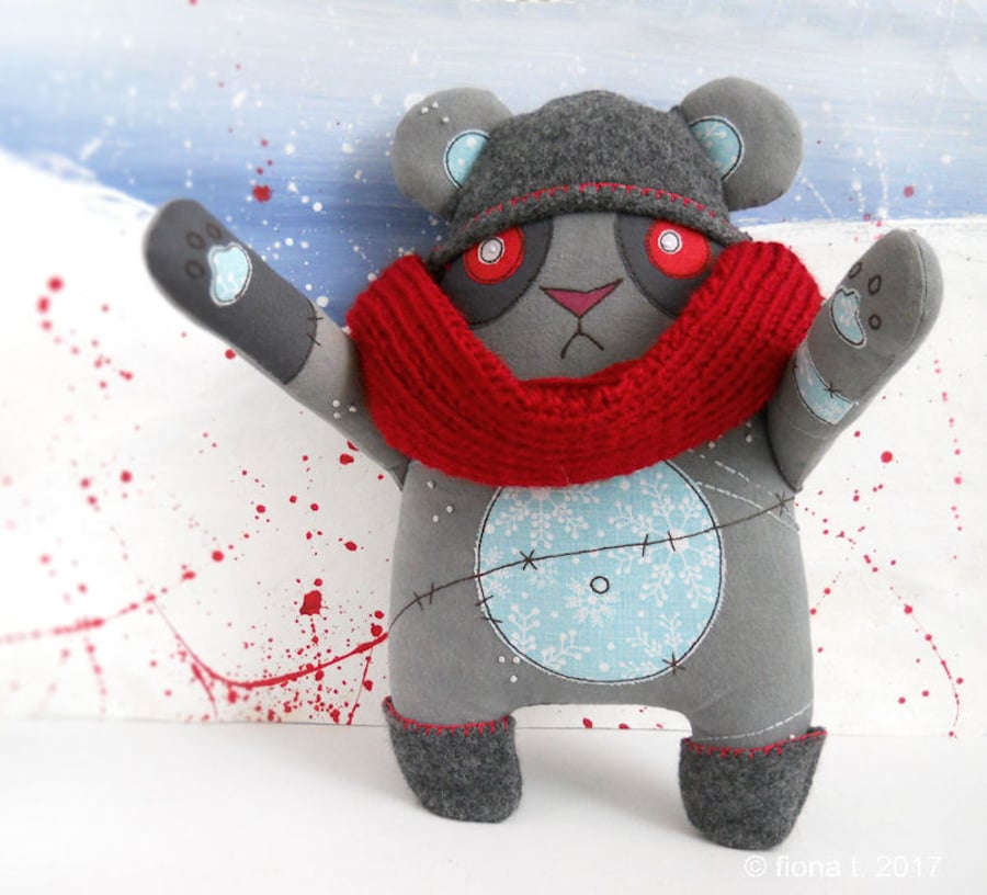 hand & freemotion embroidered winter zombie panda - large