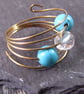 Turquoise Howlite Rose Gold Memory Wire Ring, Turquoise Ring - Image 3