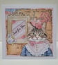 Mixed Media Collage any Occasion Card - Just for You Classy Cat - Image 7