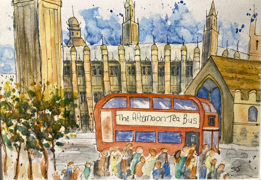 Original watercolour print of under the shadow of Big Ben London