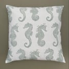 Seahorse Cushion - Handprinted Linocut