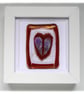  Fused Glass Heart Dichroic Picture Box framed Red 002 - Image 2