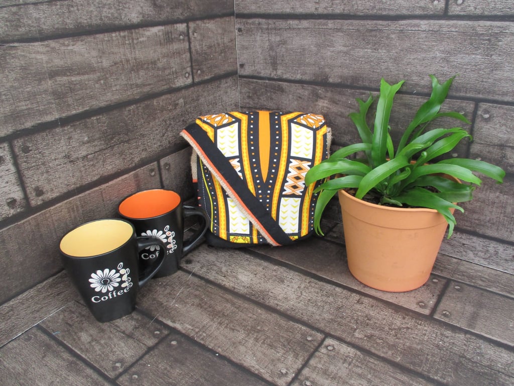 Upcycled Coffee Sack Mini Shoulder Bag Handmade Sustainable Crossbody