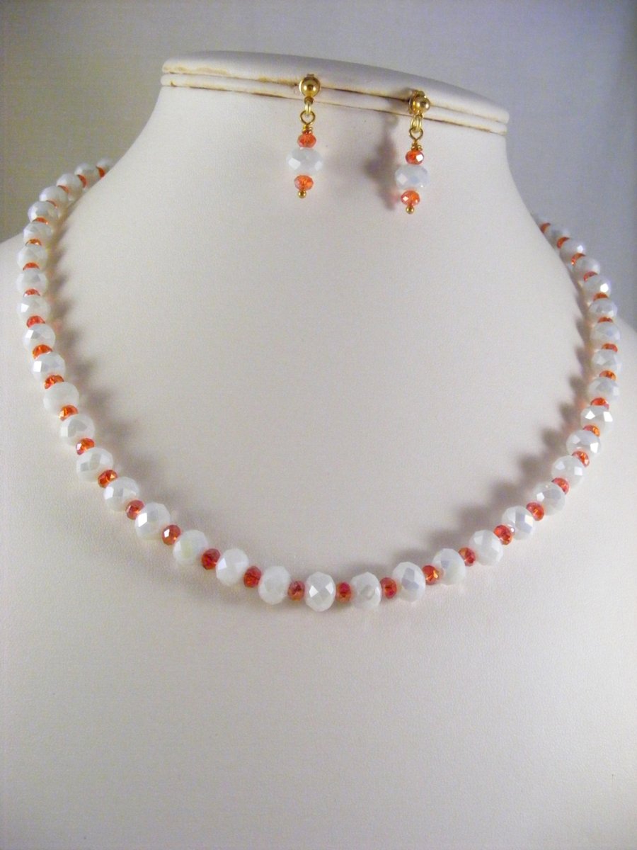 White and Red Crystal Jewellery Set