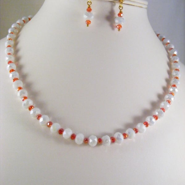 White and Red Crystal Jewellery Set