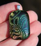 Gold and blue contours dichroic glass pendant, fused glass necklace SKU F43 - Image 3