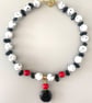 Handmade Natural Stone Black White & Red Statement Necklace - Image 3