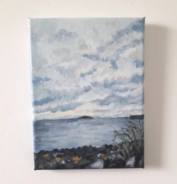 Sea view from Crammond Beach small original painting 
