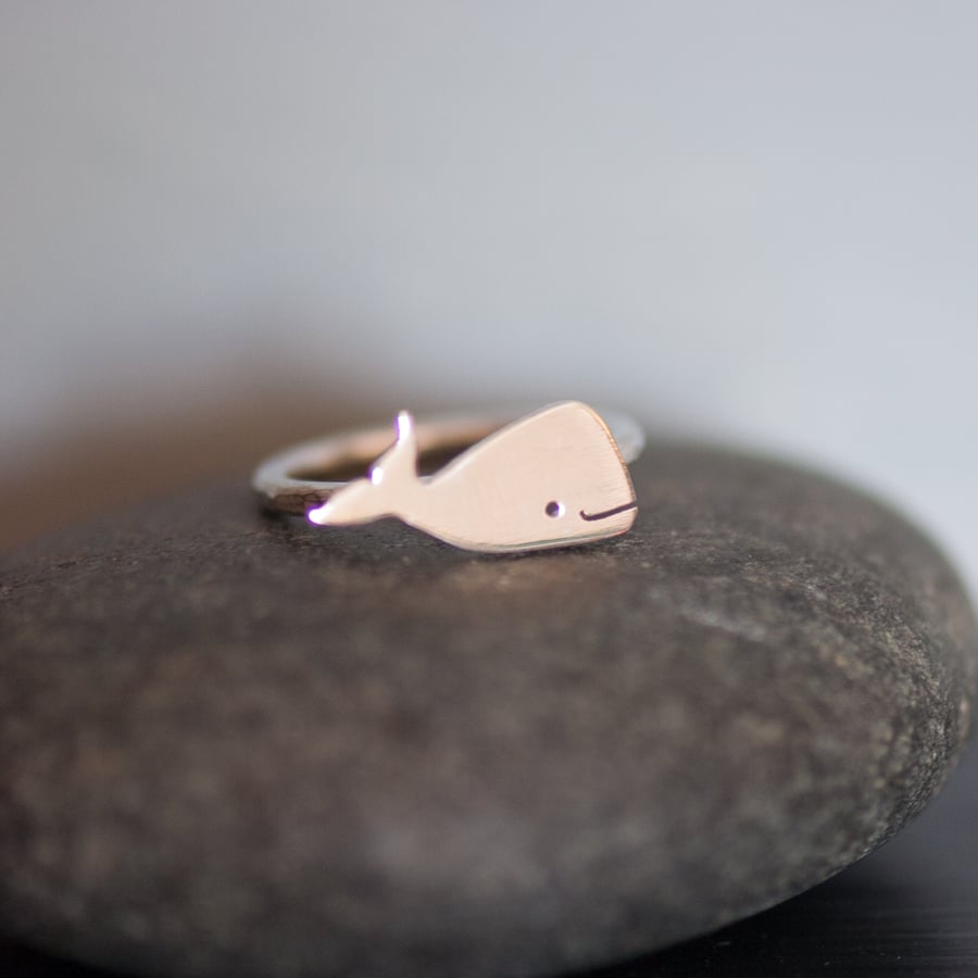 Happy Sterling Silver Whale Ring