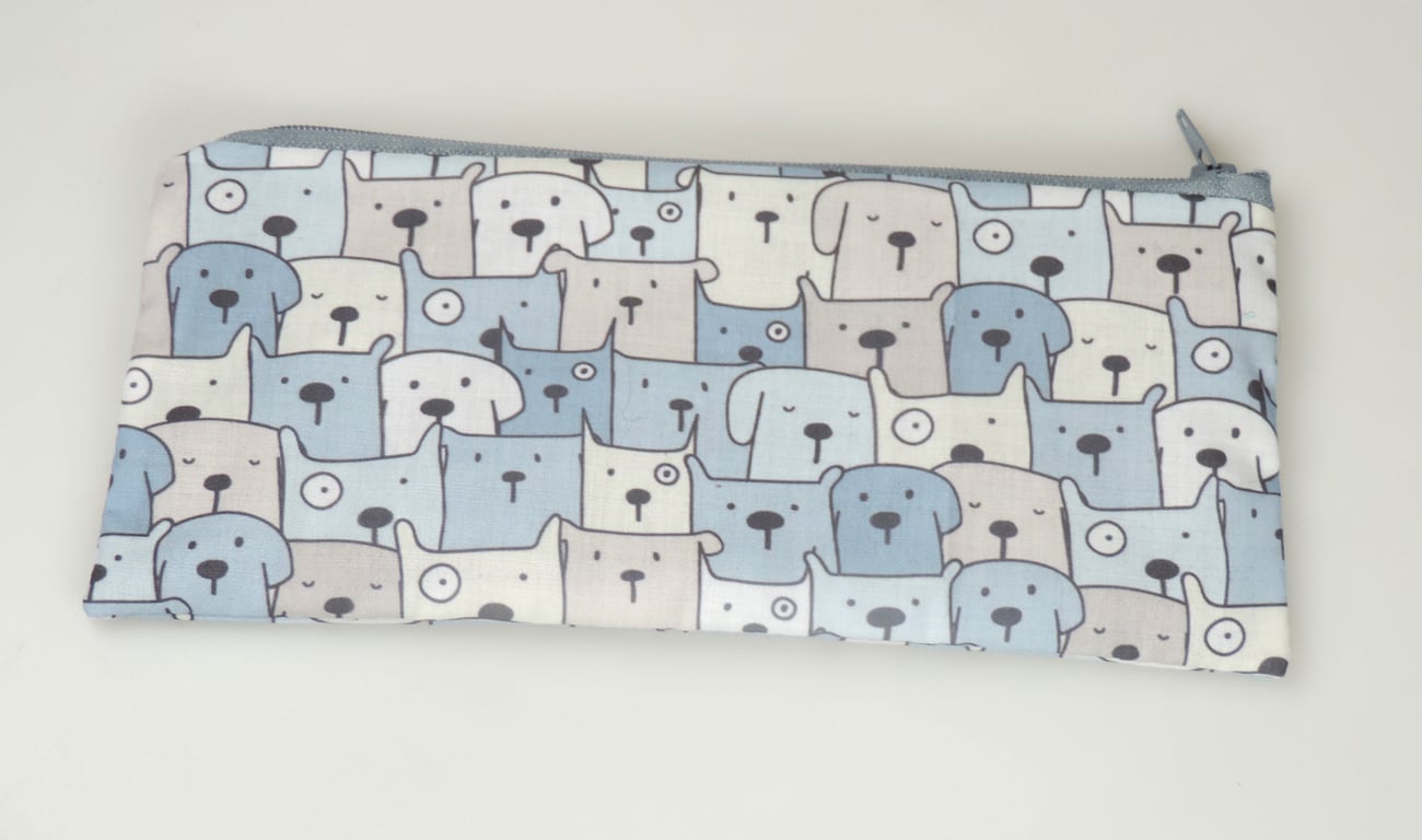 Dogs & Puppy's Pattern zipped lined pencil case, Stationary, school Teacher gift