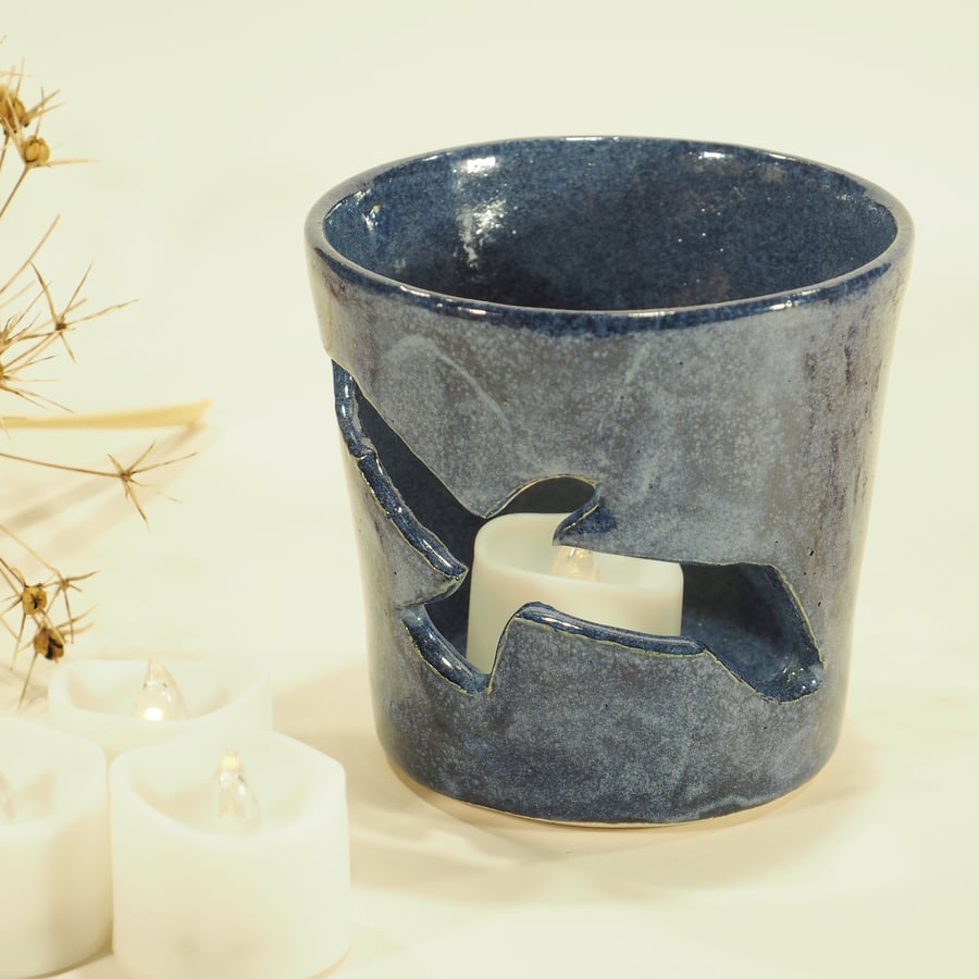 Dark Blue Candle Holder - single Seagull