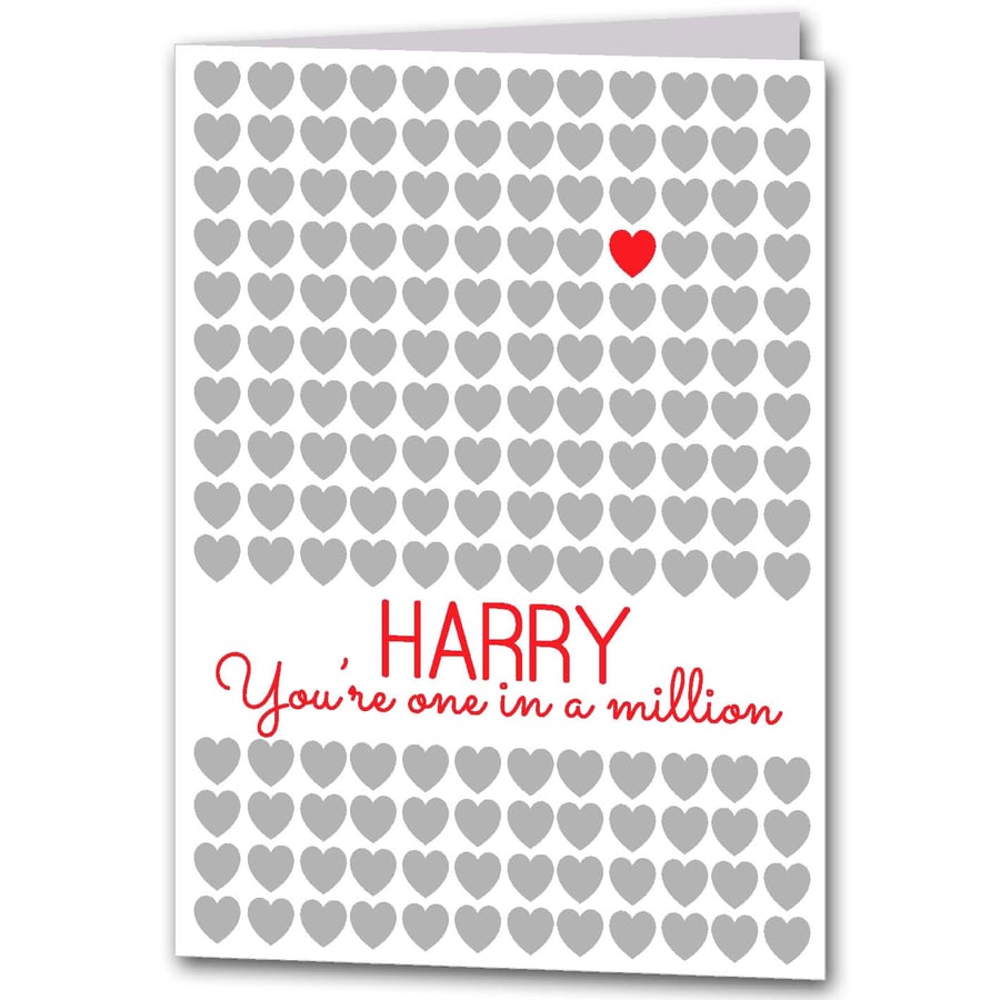 Personalised Hearts Modern Valentine's Card for Husband, Boyfriend or Daddy
